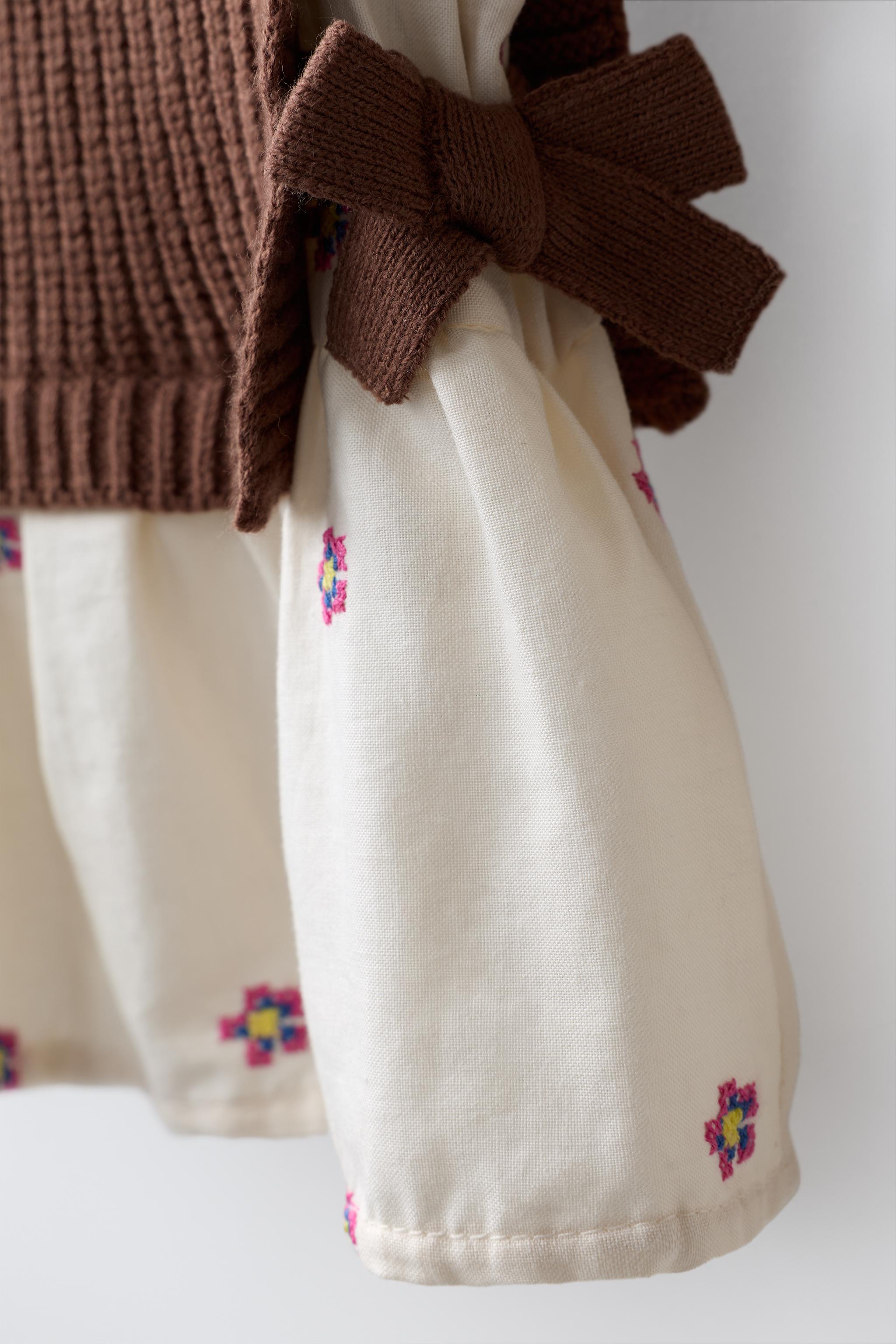 FLORAL EMBROIDERED SHIRT WITH KNIT VEST